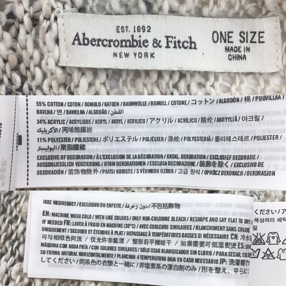 Abercrombie & Fitch White Gray Floral Open Front Loose Knit Cardigan - Picture 15 of 15